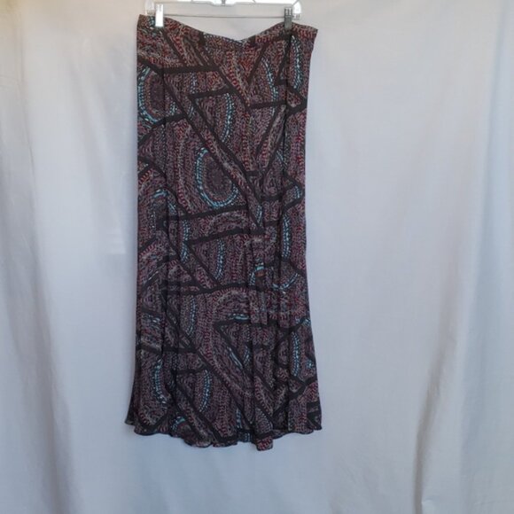 Lucy & Laurel Pleated Skirt Multi-Color Maxi Ankle Skirt Size Large ☆ - Picture 1 of 10